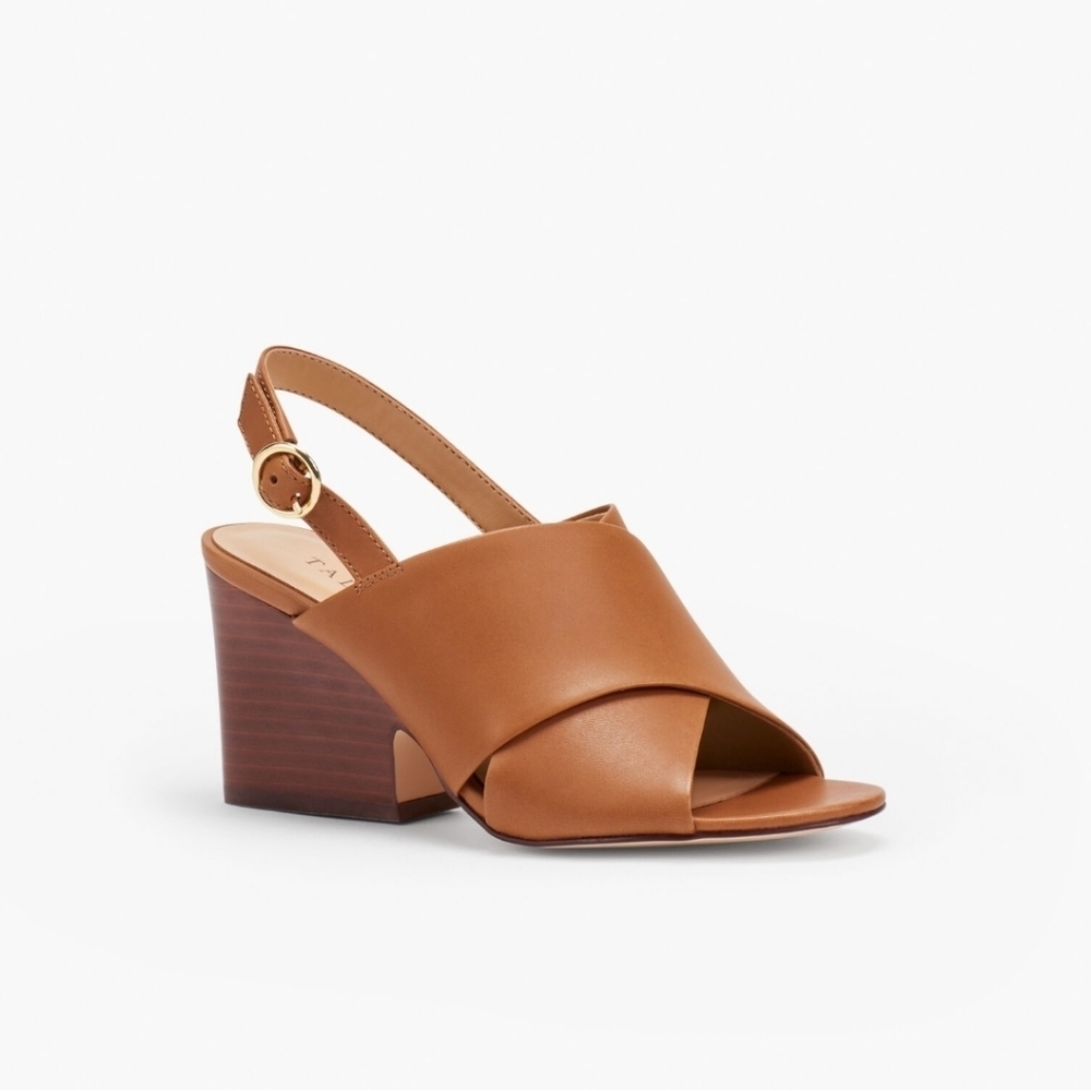 Talbots sz 9 brown leather Amberley Slingback Wedge Sandals SH270